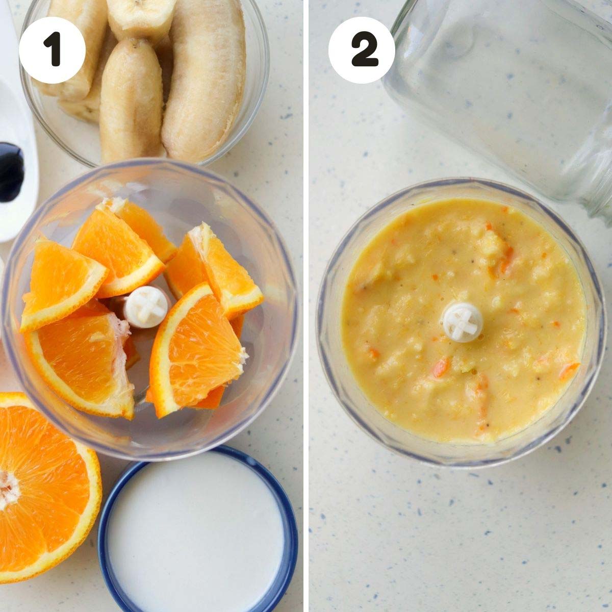two image process making frozen orange creamsicle.
