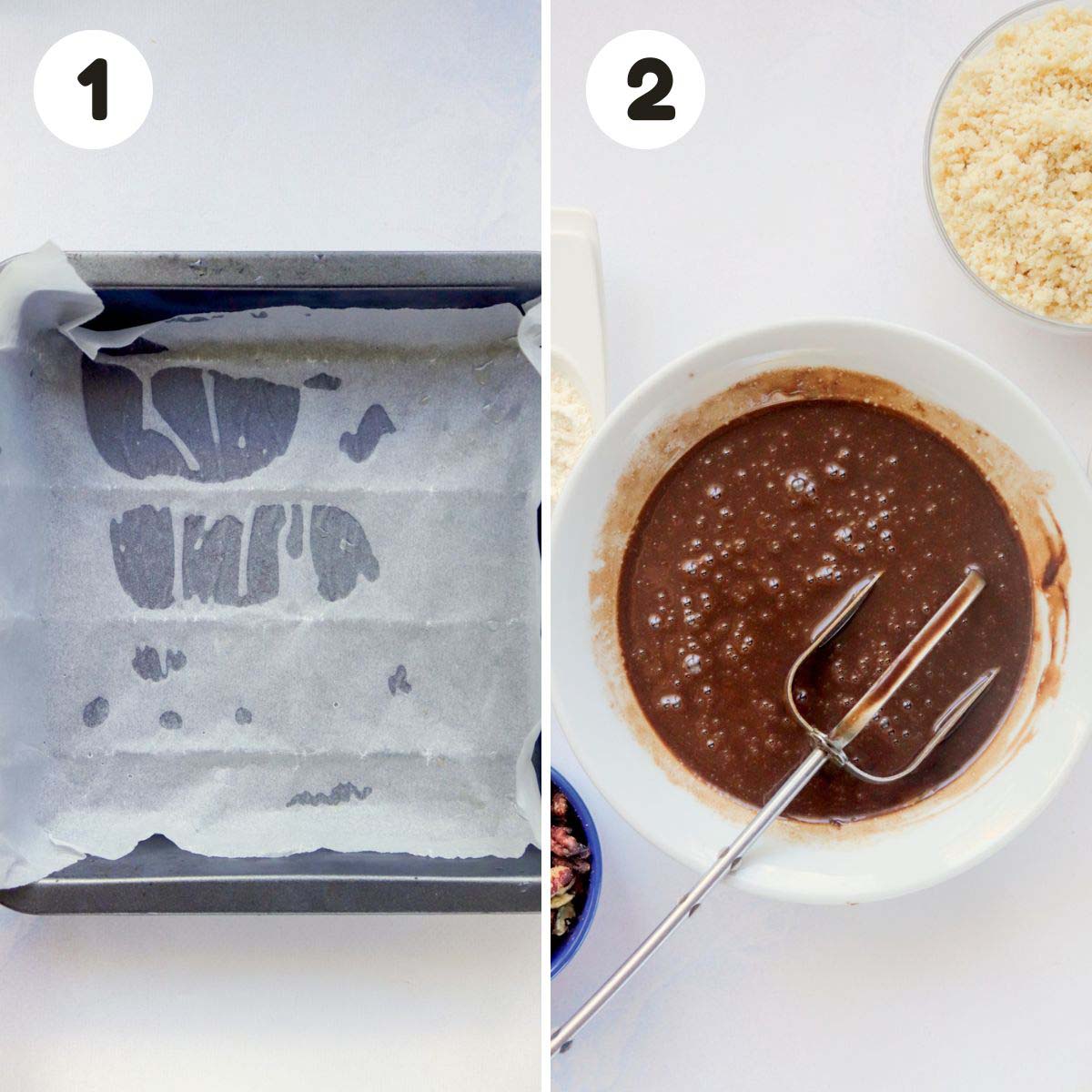 two image process making fudgy brownies.