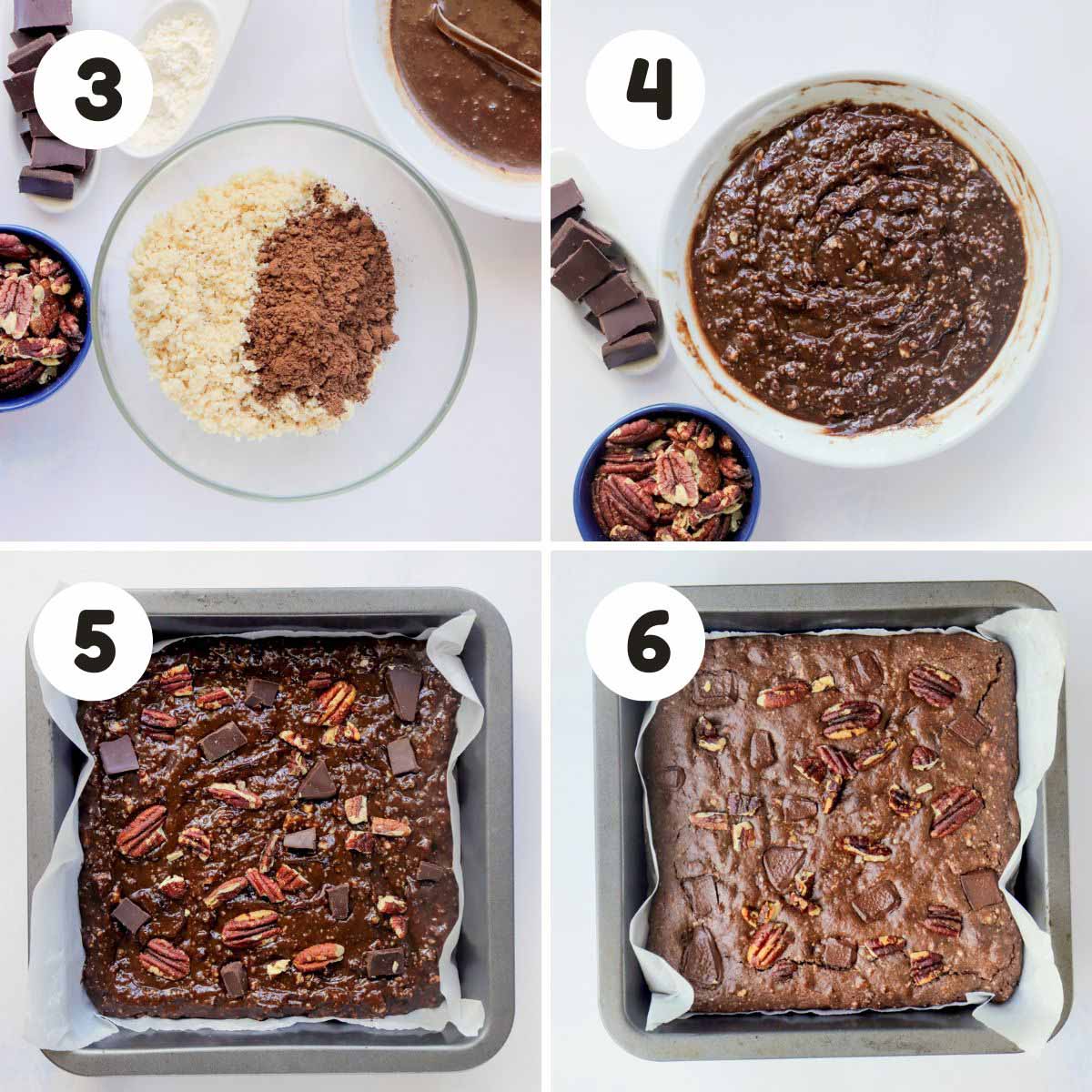 four image process making fudgy brownies.