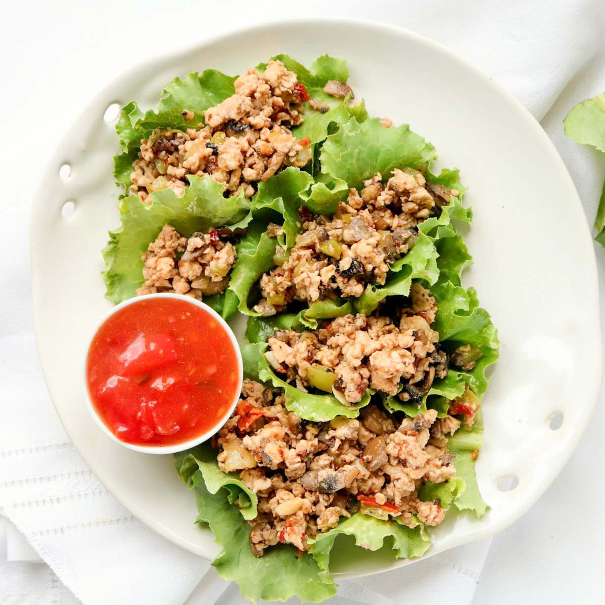 Chinese Minced Chicken In Lettuce Wrap