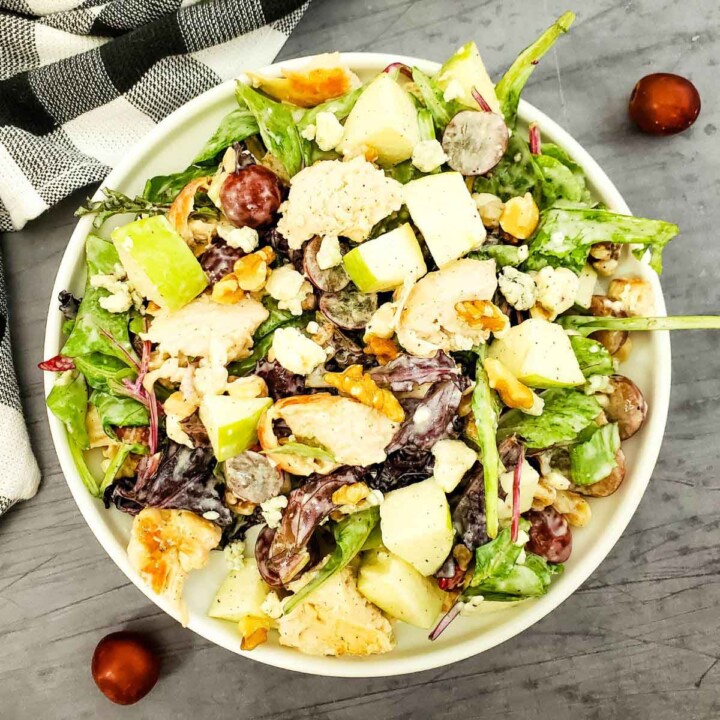 healthy chicken salad with apples thumbnail picture.
