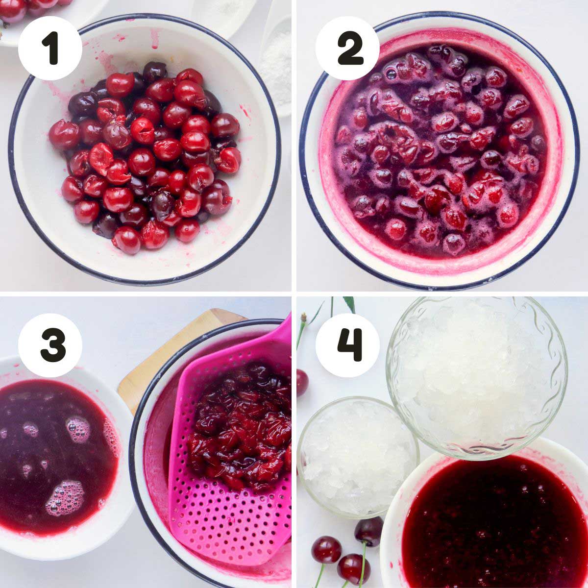 four image process making snow cone syrup.
