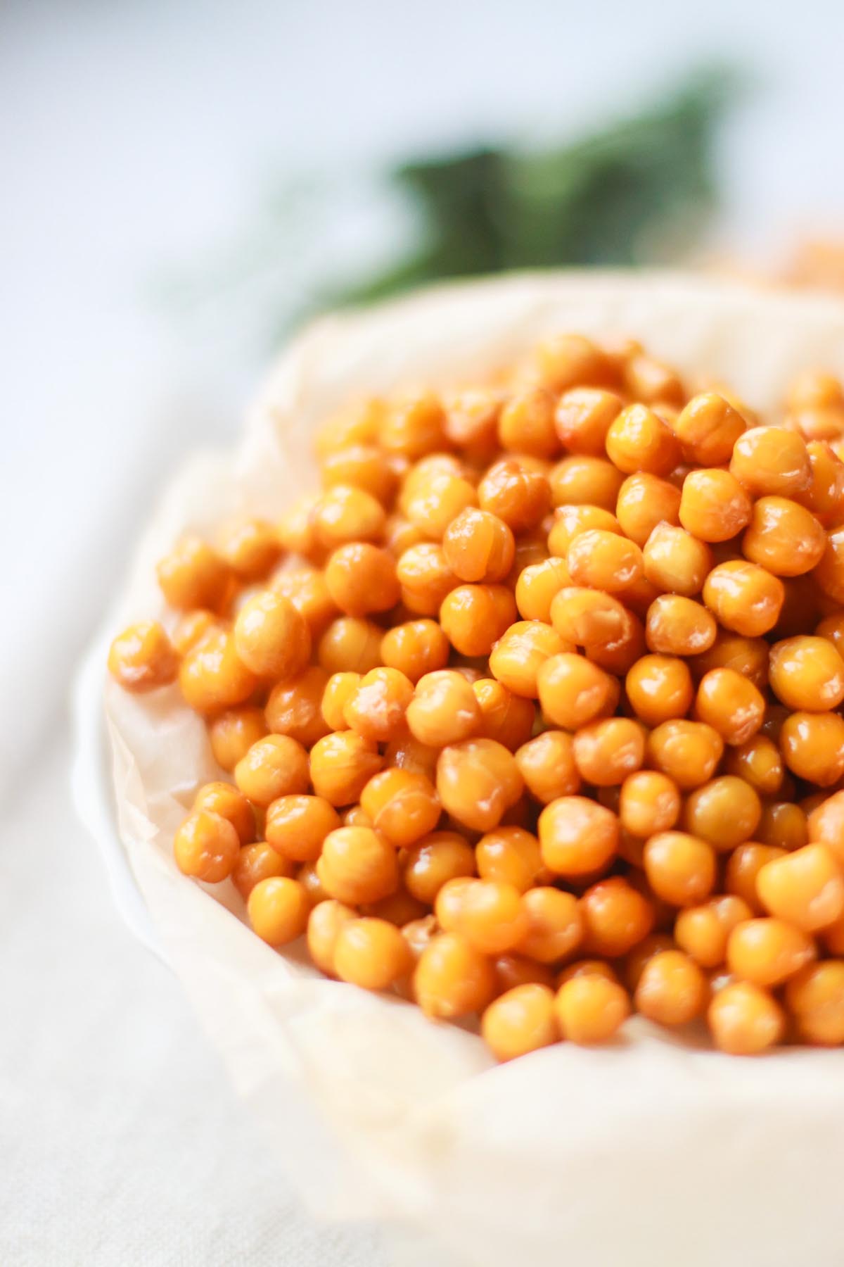 close up view of chickpeas in a bowl.