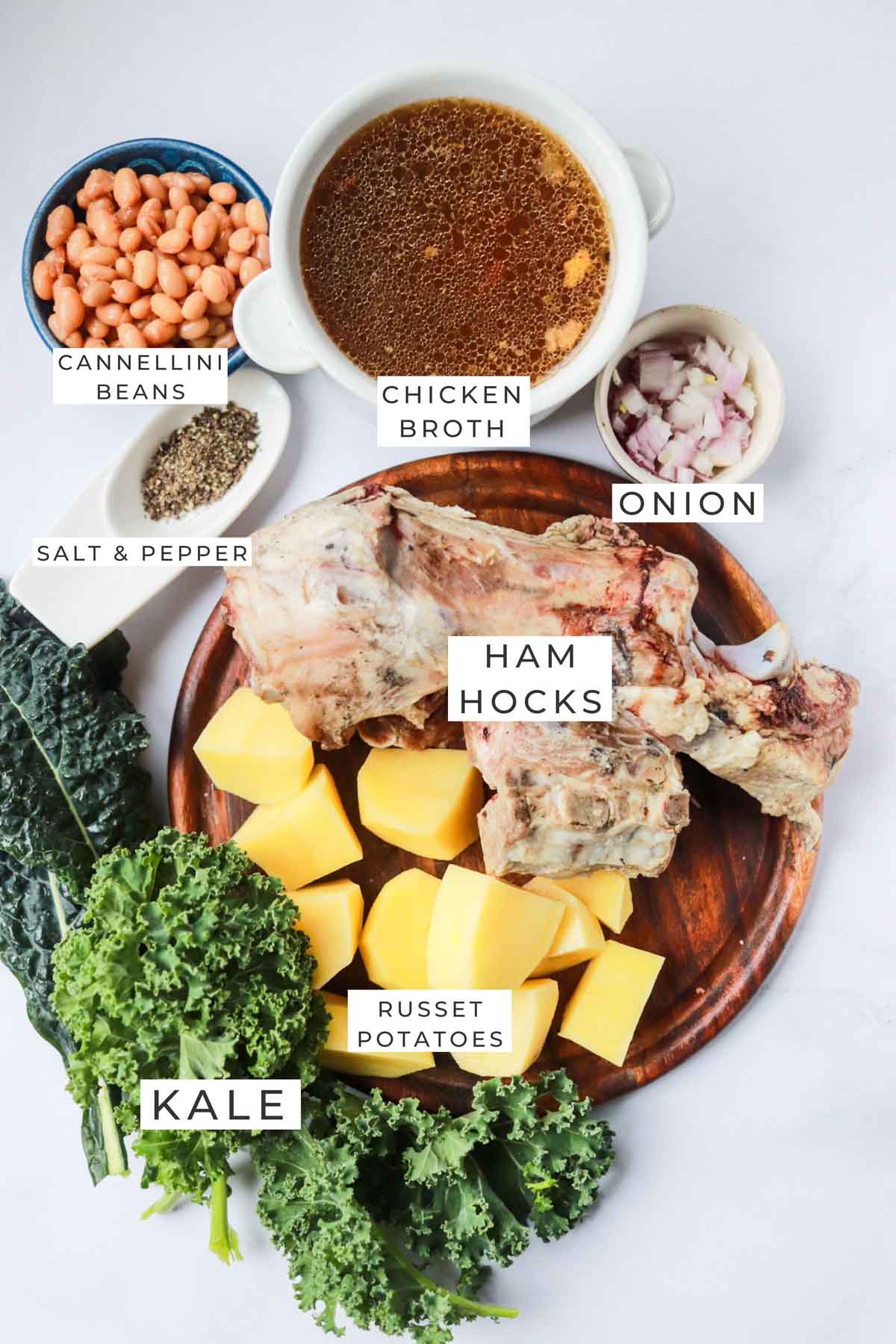 instant pot potato kale soup labeled ingredients.