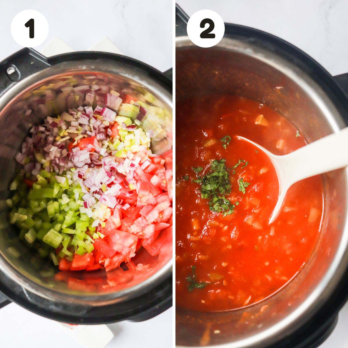 two image process making instant pot salsa.