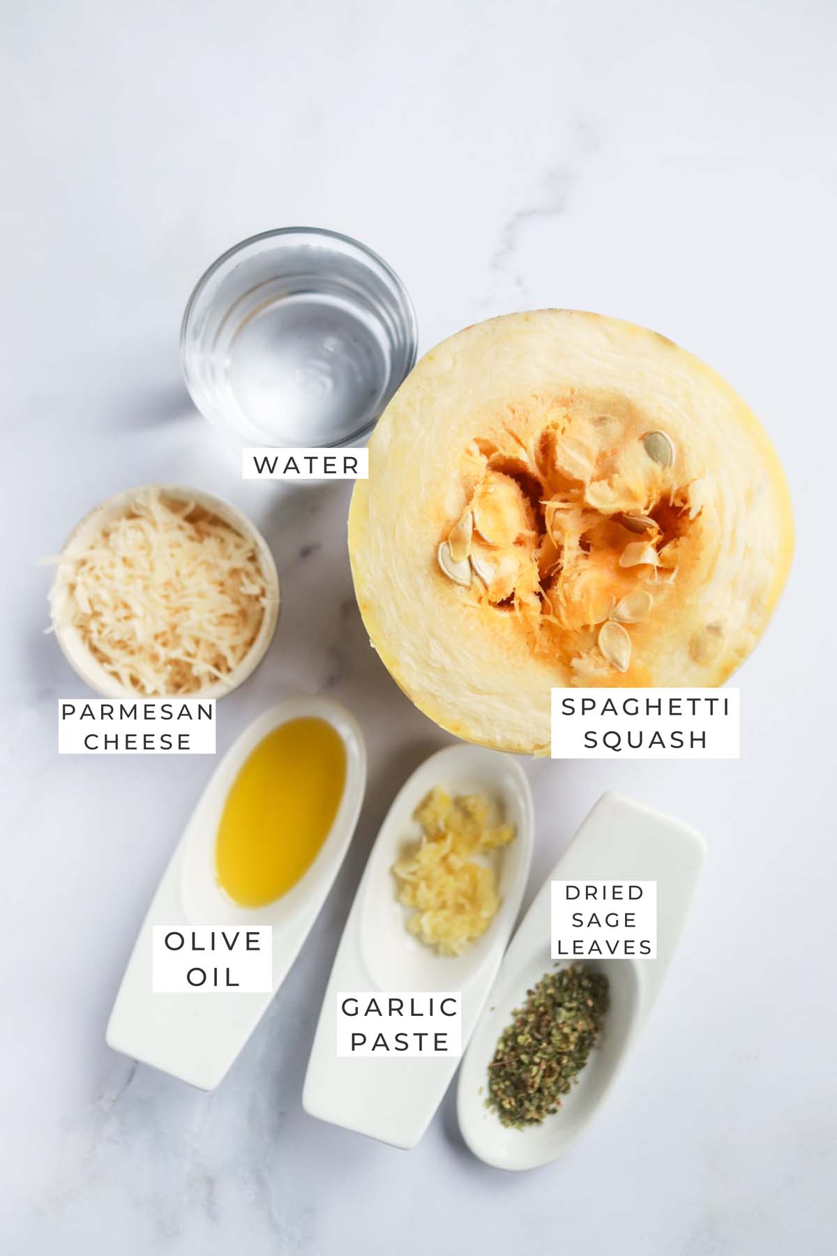 instant pot spaghetti squash labeled ingredients.
