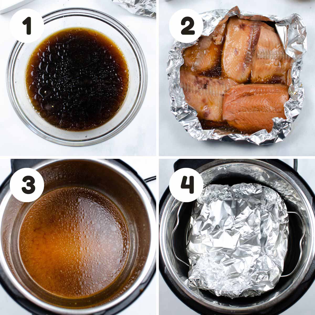 Steps to make the teriyaki salmon.