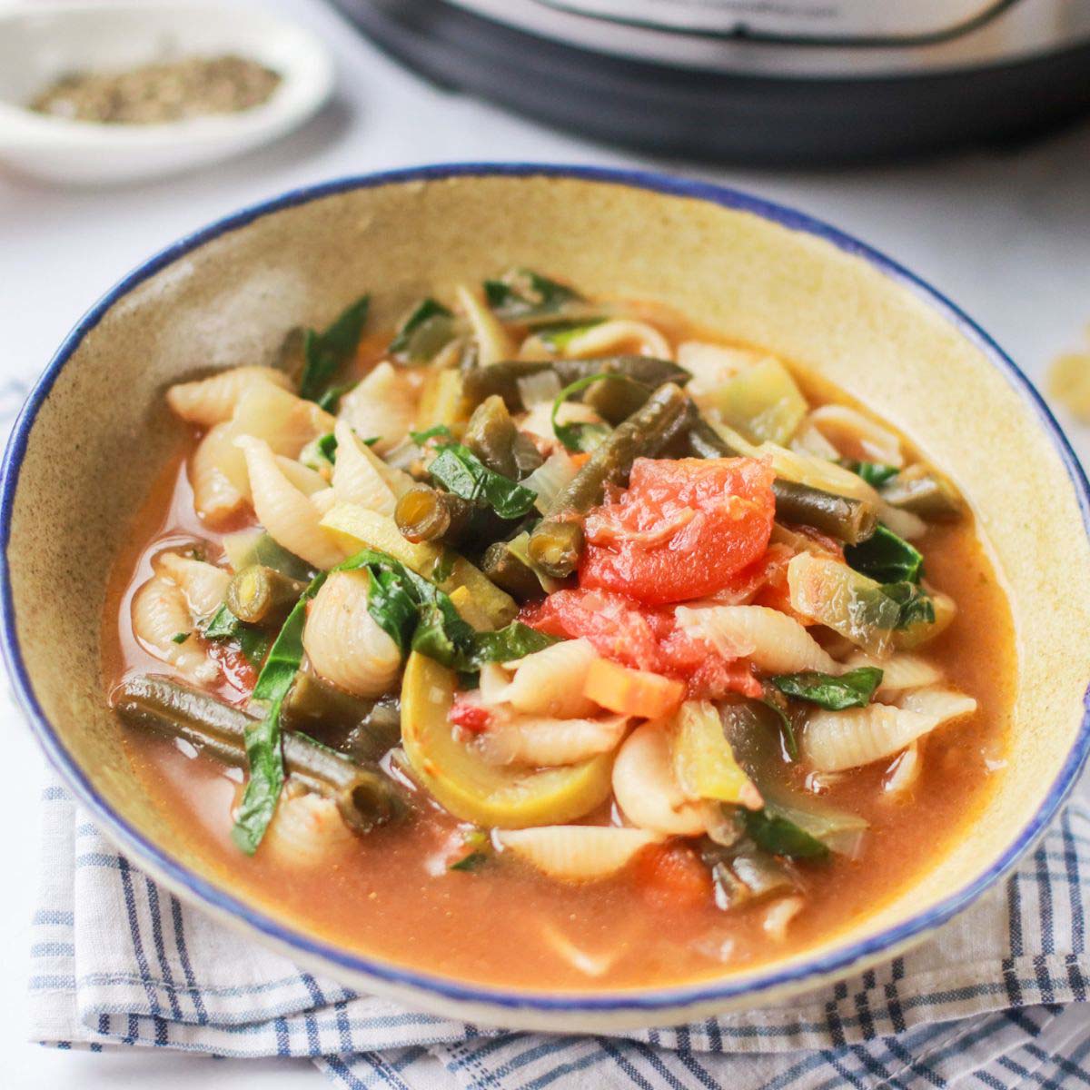 Thumbnail of Instant Pot vegetable soup with pasta.