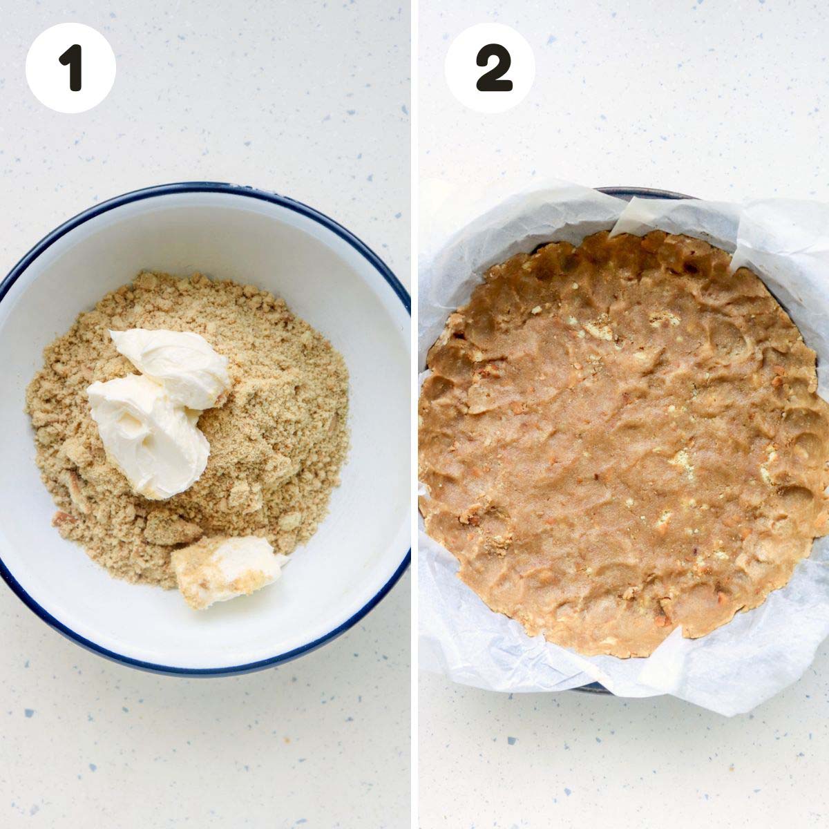 two image process making key lime pie.