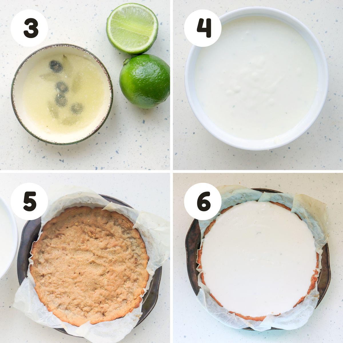 four image process making key lime pie.