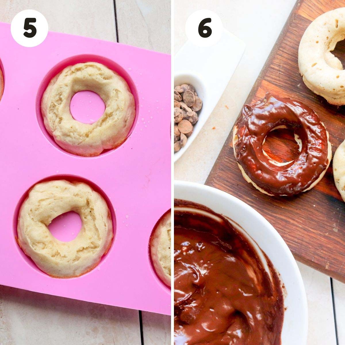 Steps to frost the donuts.