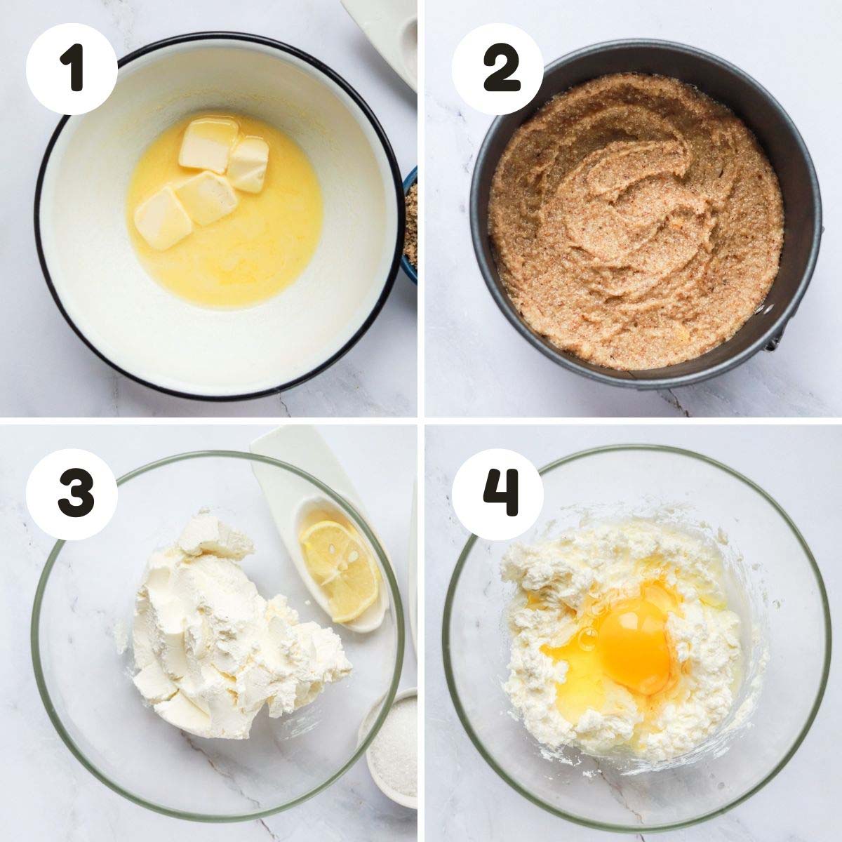 Steps to make the cheesecake.