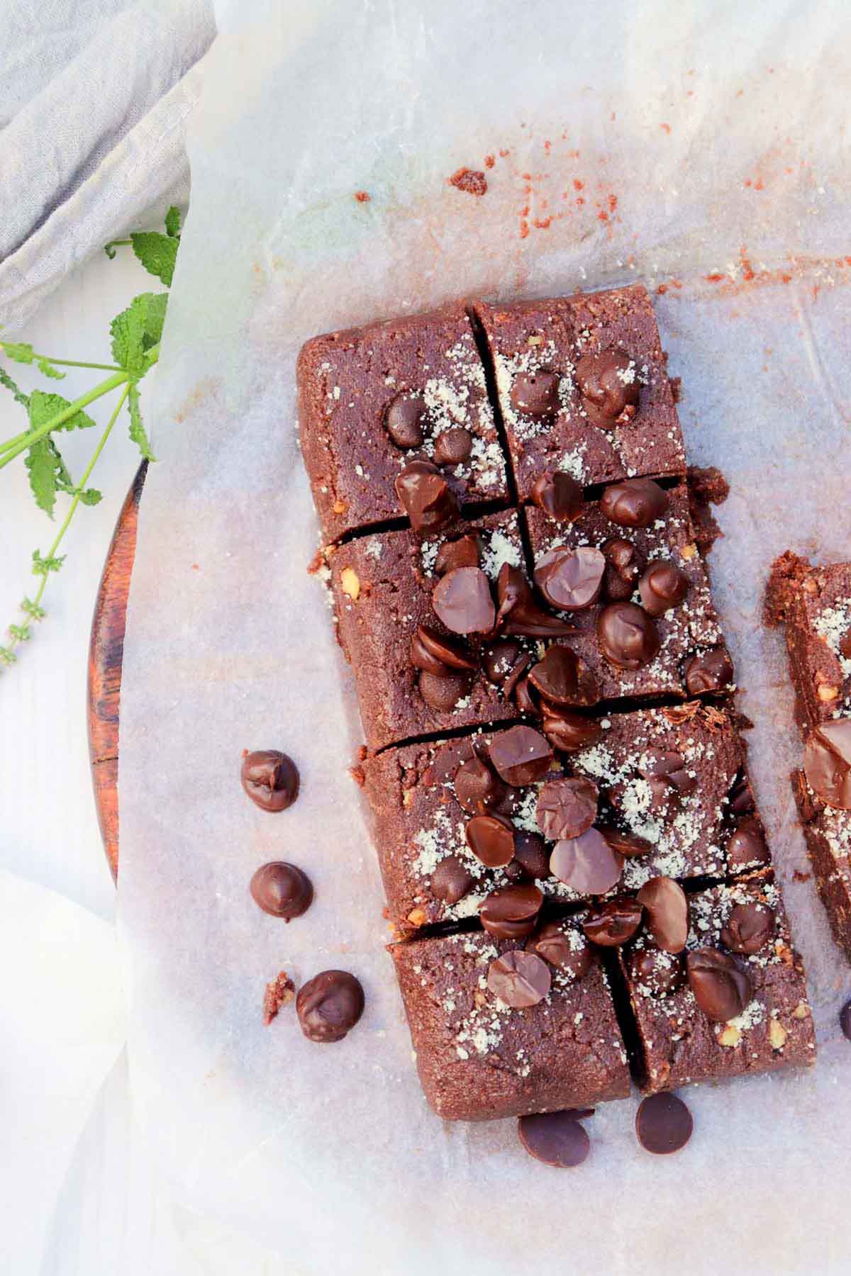 Cookie bars on parchment paper.