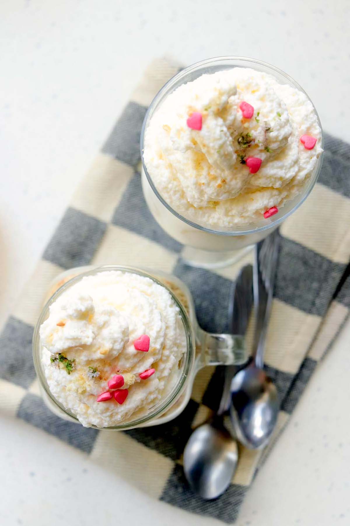 Banana cream pie topped with sprinkles.