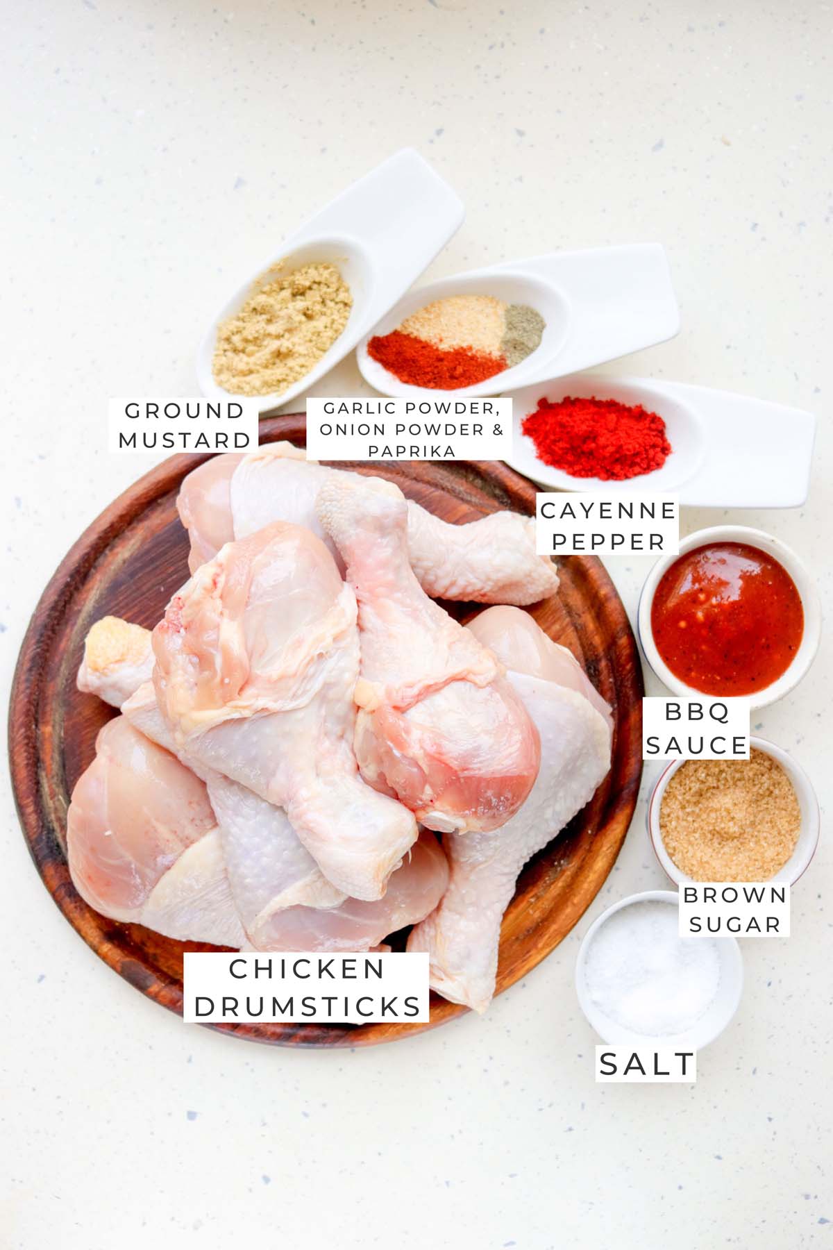 bbq drumsticks labeled ingredients.