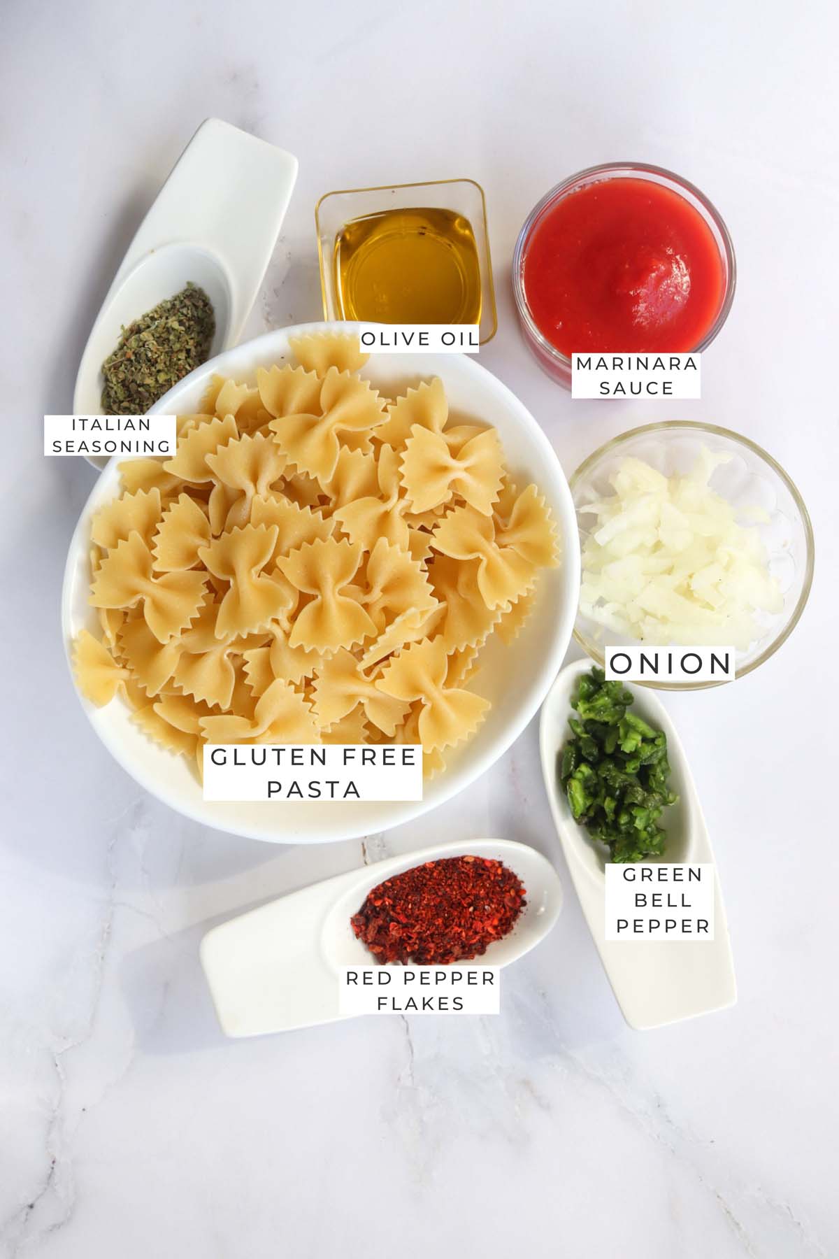 Labeled ingredients for the sauce.