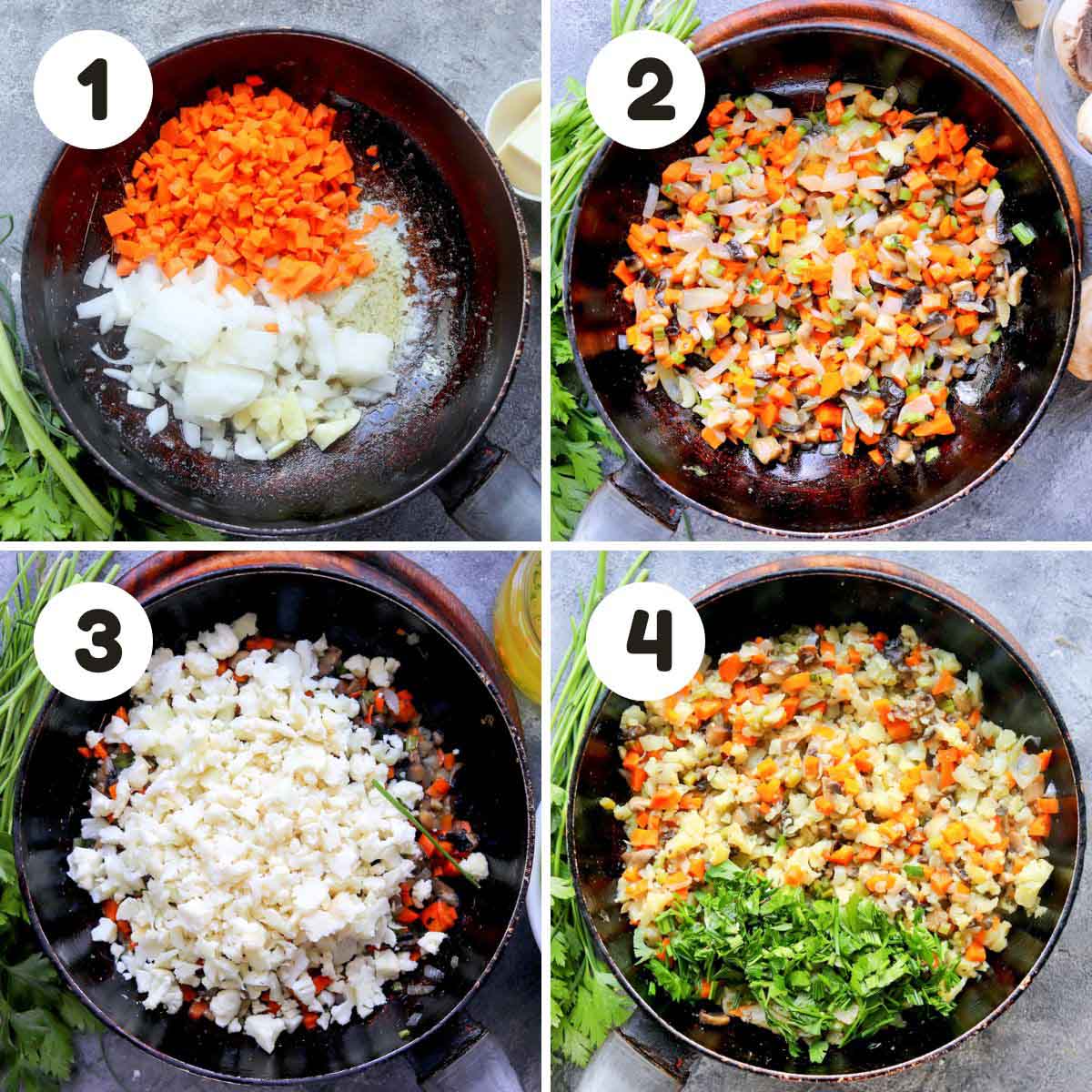 Steps to make the stuffing.