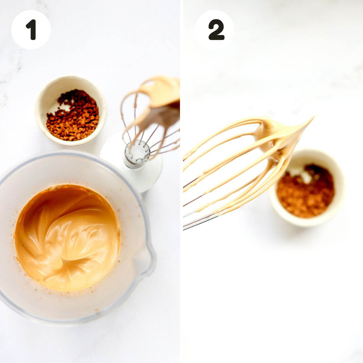 Steps to make the whipped coffee.