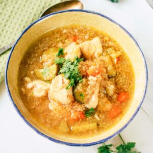 Instant Pot chicken quinoa soup thumbnail picture.