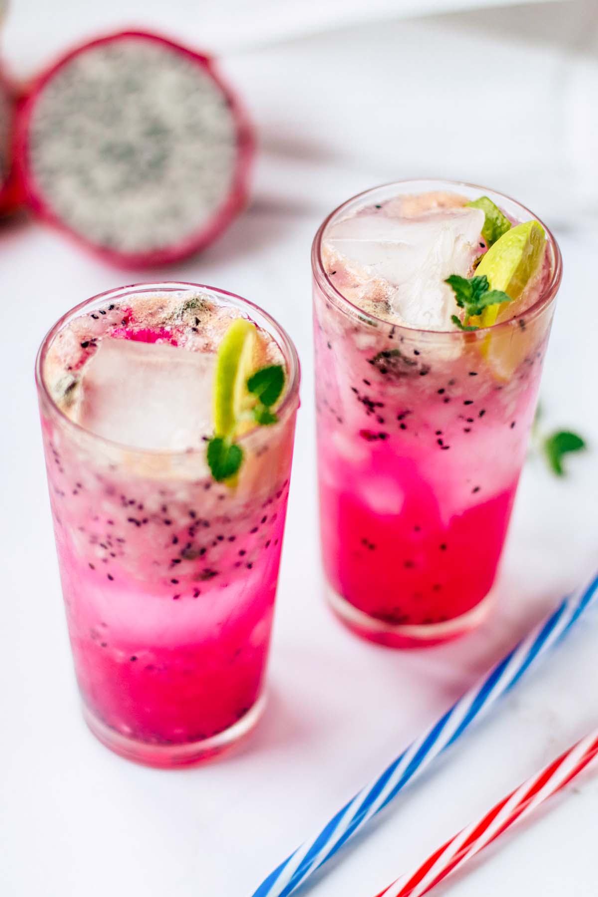 Mocktails in glasses with ice.