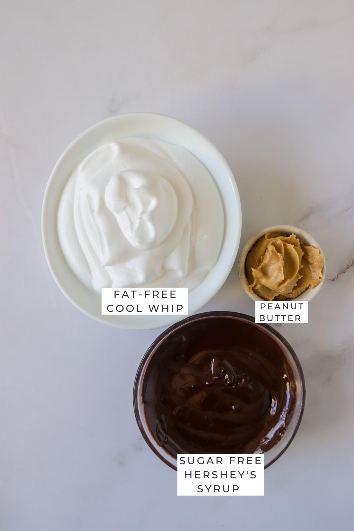Labeled ingredients for the Cool Whip treats.