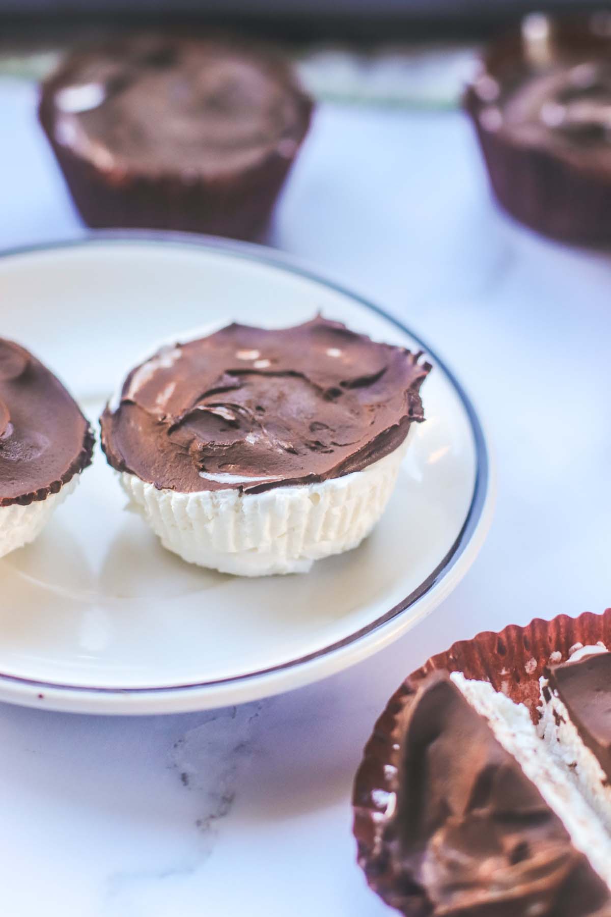 Cool Whip treats on a white plate.