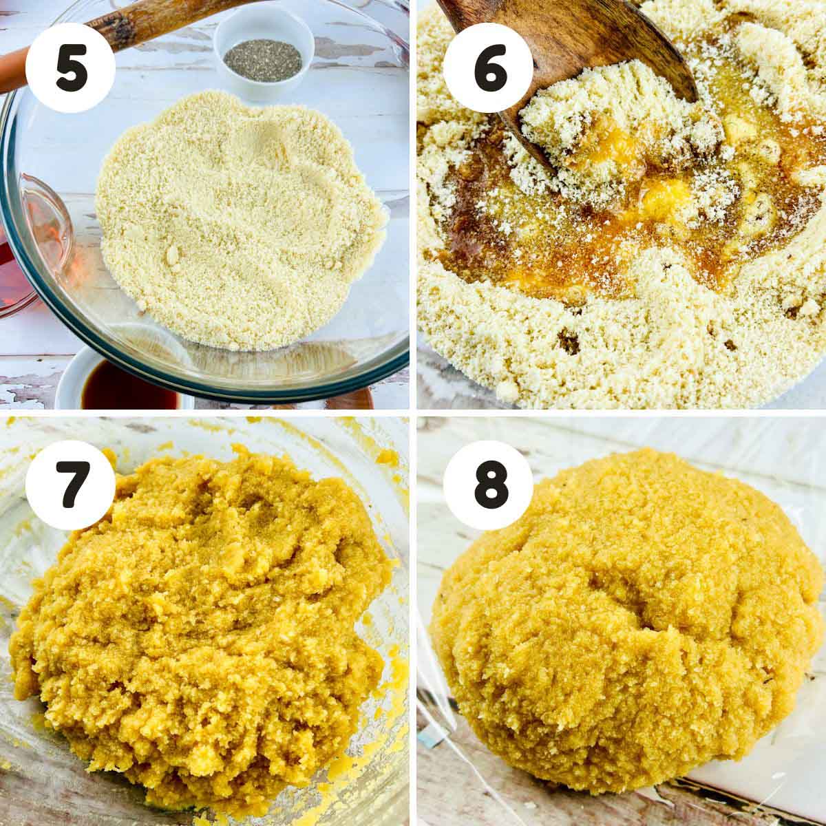 four image process making liner dough.