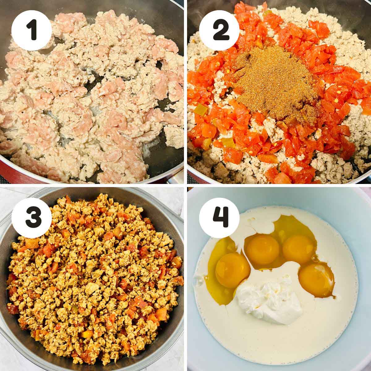 Steps to make the taco casserole.