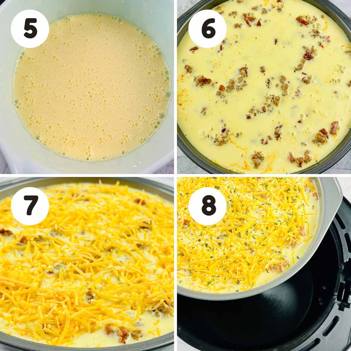 Steps to top the taco casserole.
