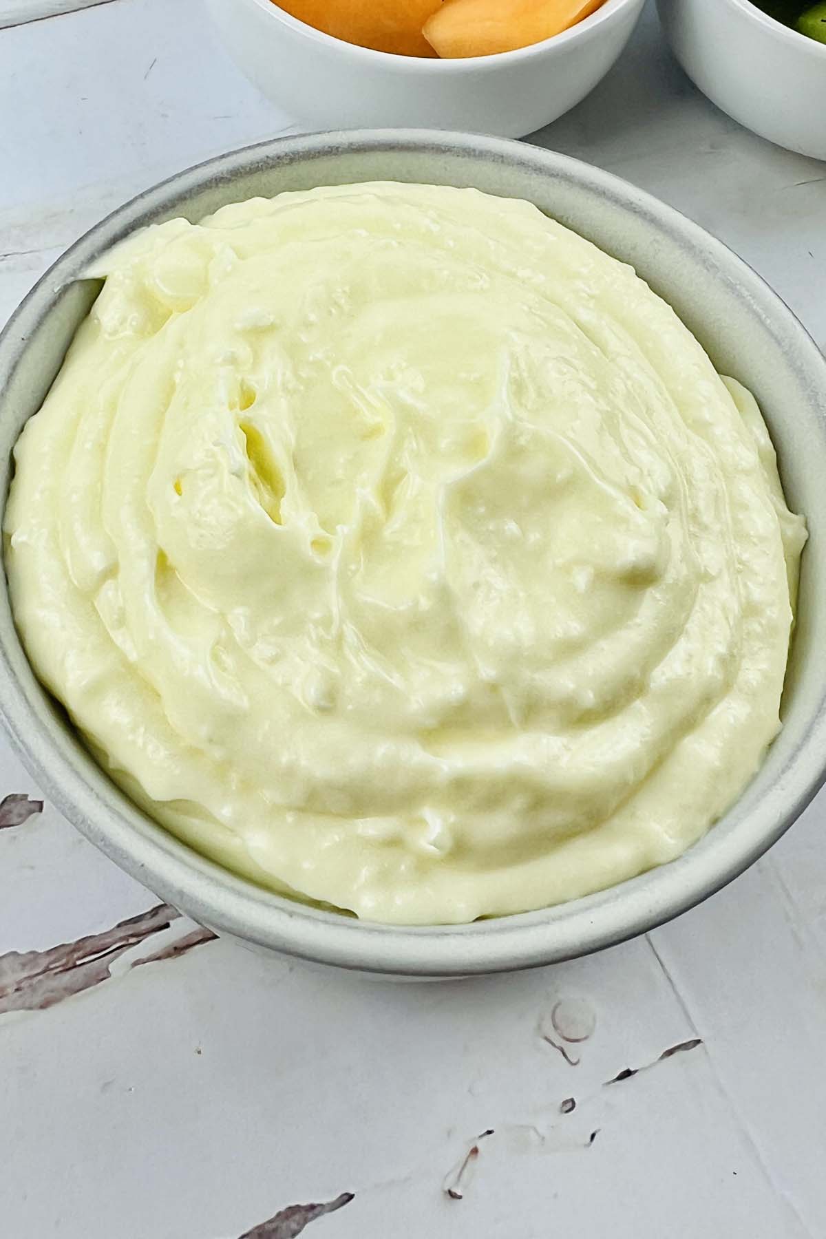 Bowl of white cloud dip.