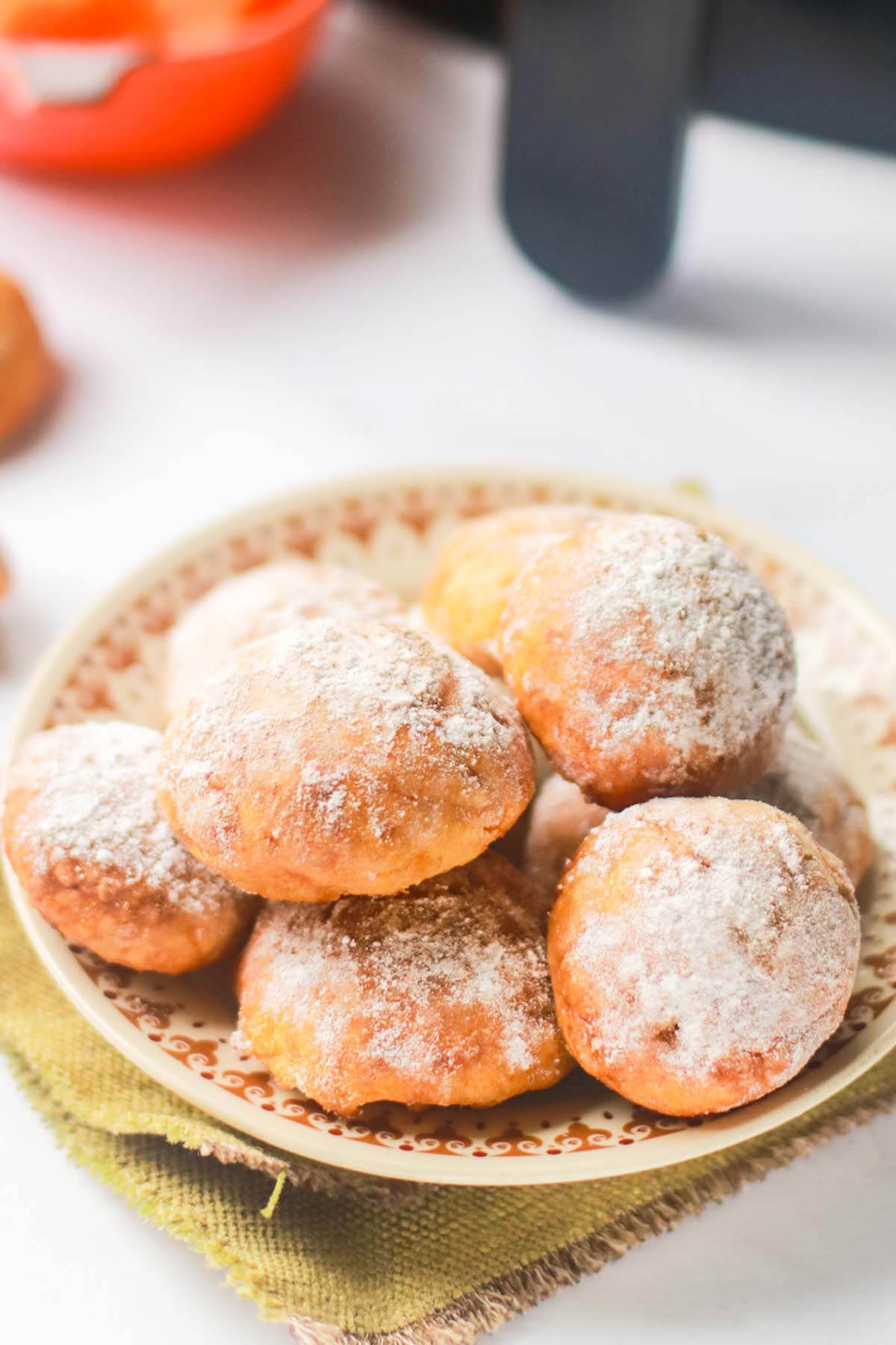 Pretzel bites on a plate.