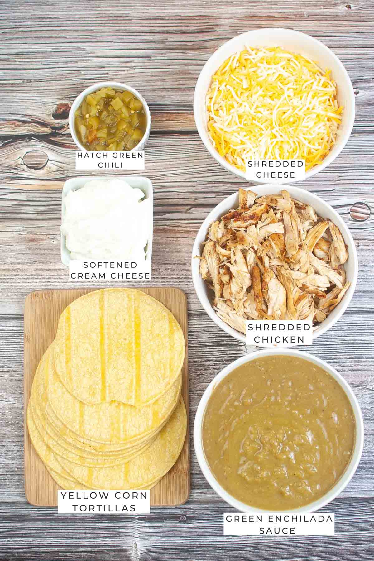 air fryer enchiladas labeled ingredients.