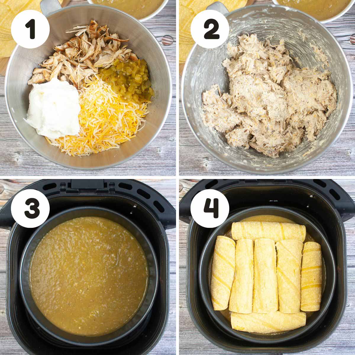 Steps to make the enchiladas.