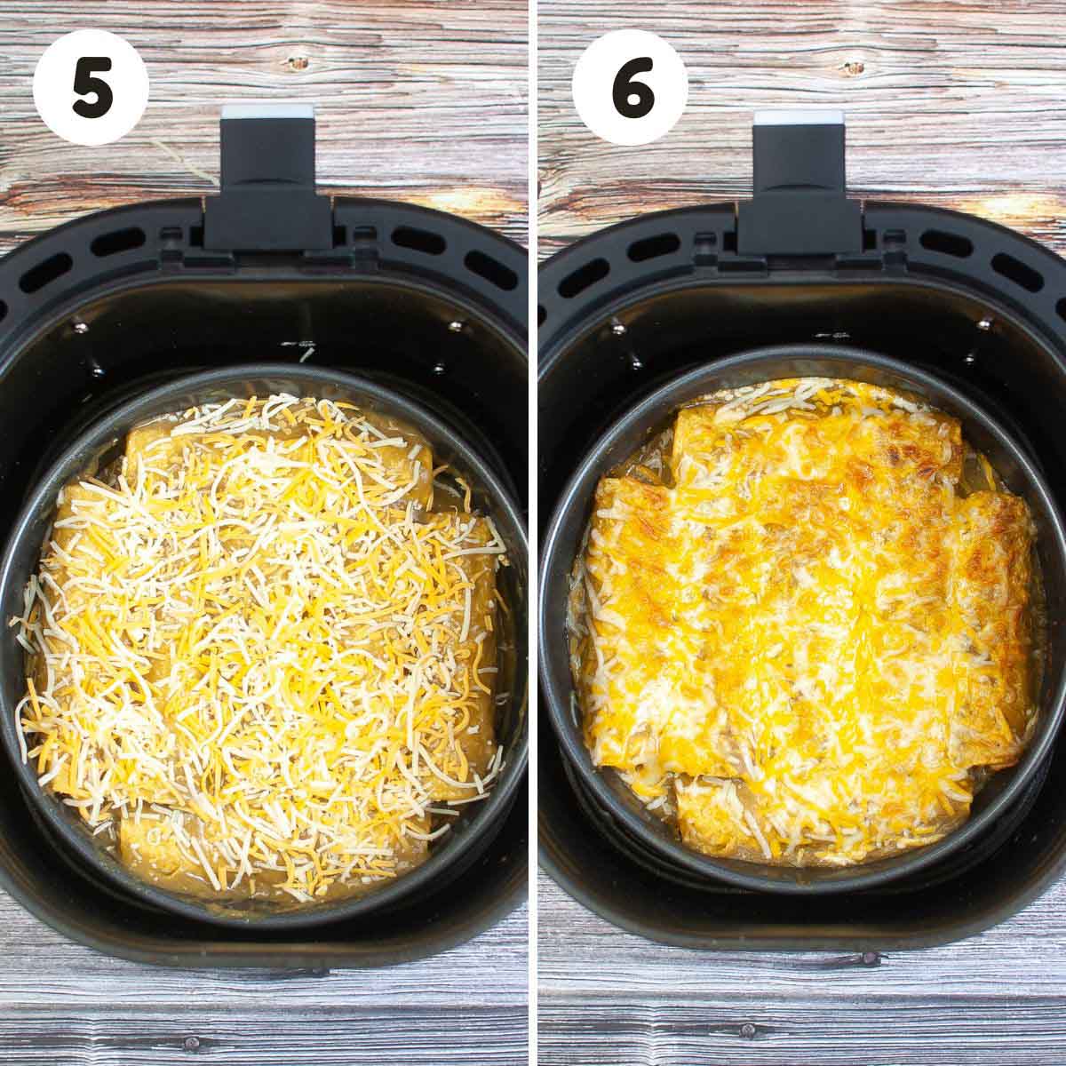 Steps to air fryer the enchiladas.