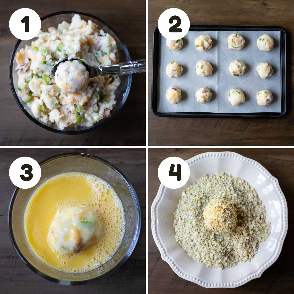 four image process making air fryer mashed potatoes.