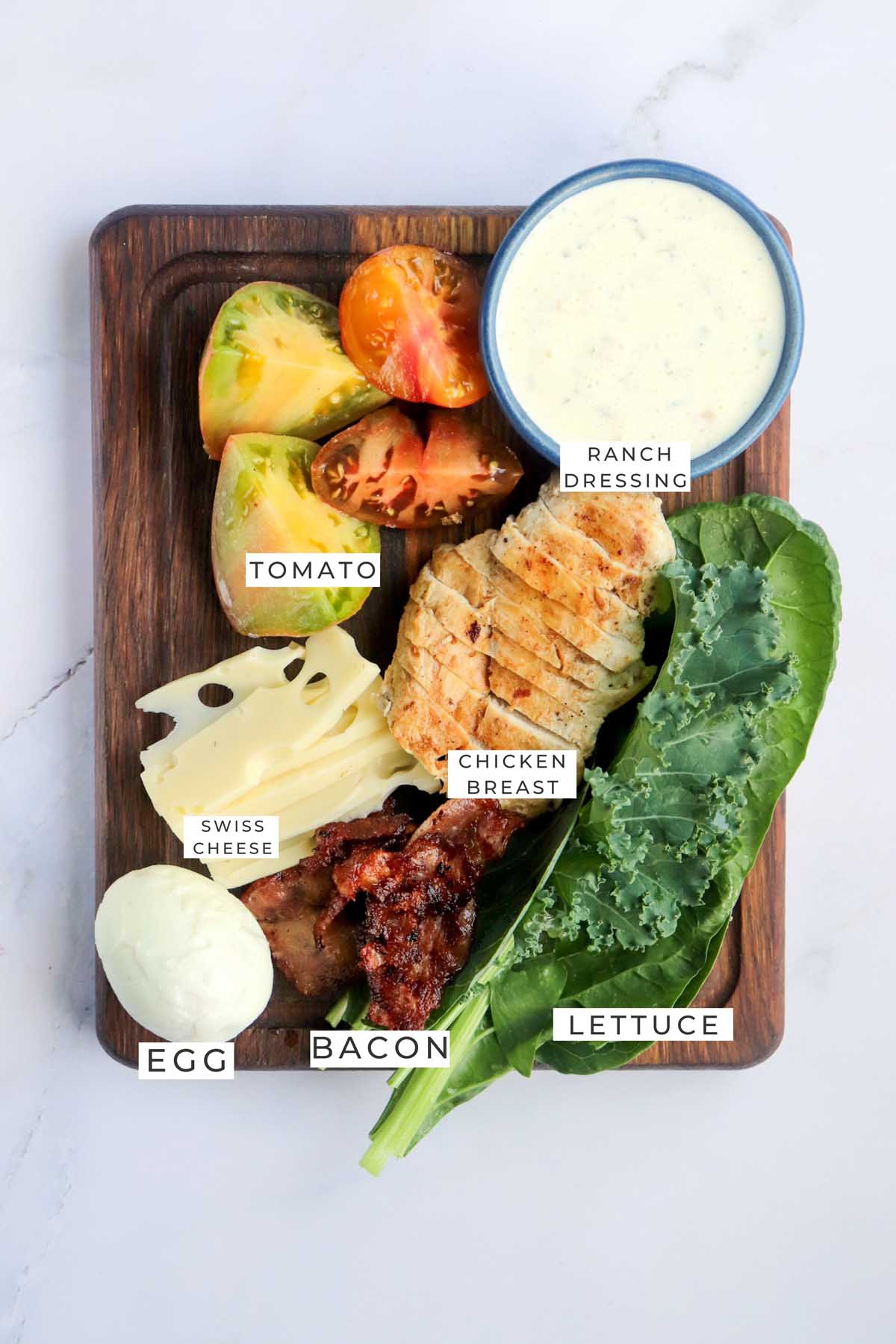 BLT chicken salad labeled ingredients.