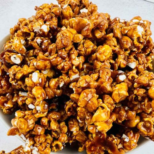 caramel popcorn without corn syrup thumbnail picture.