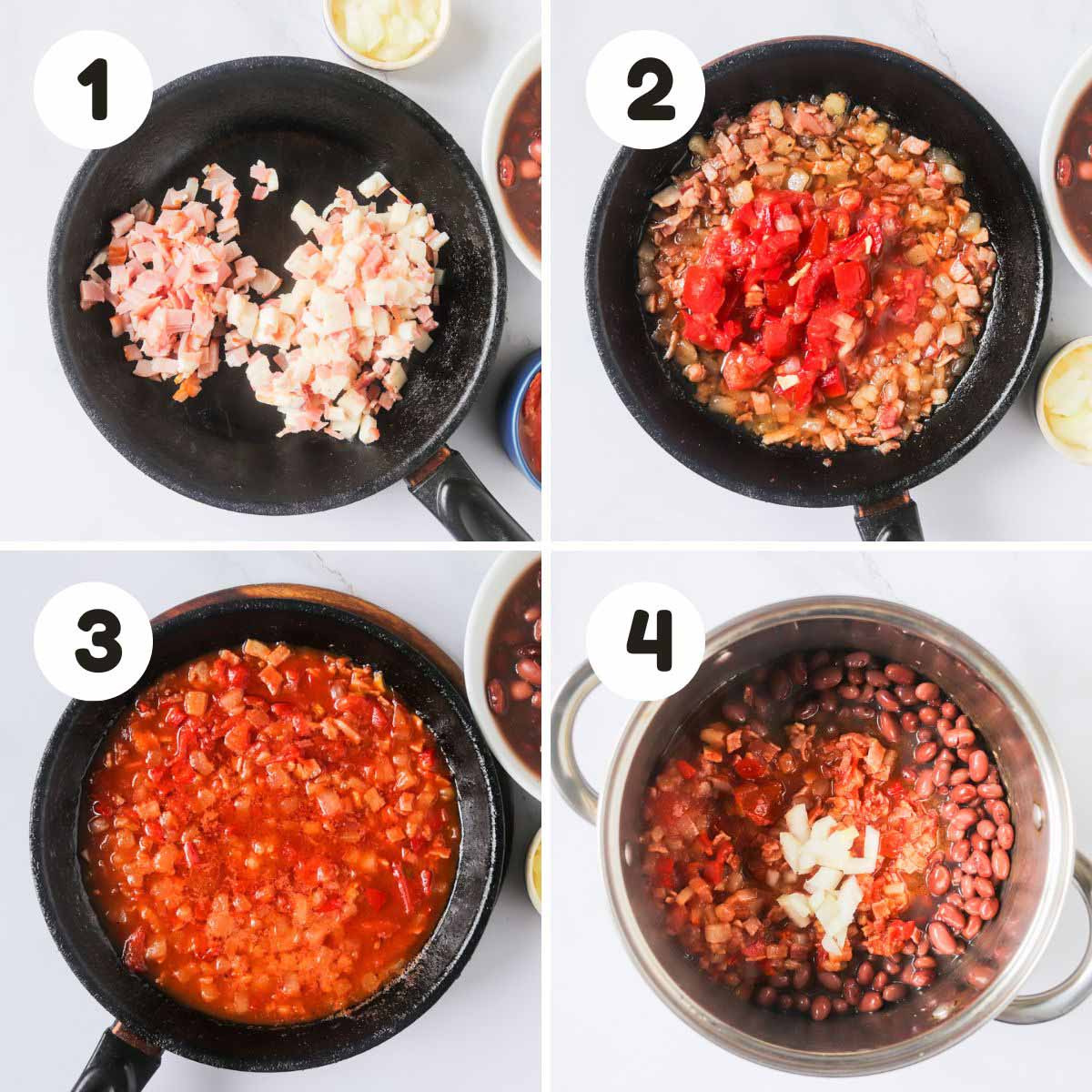 Steps to make the charro beans.