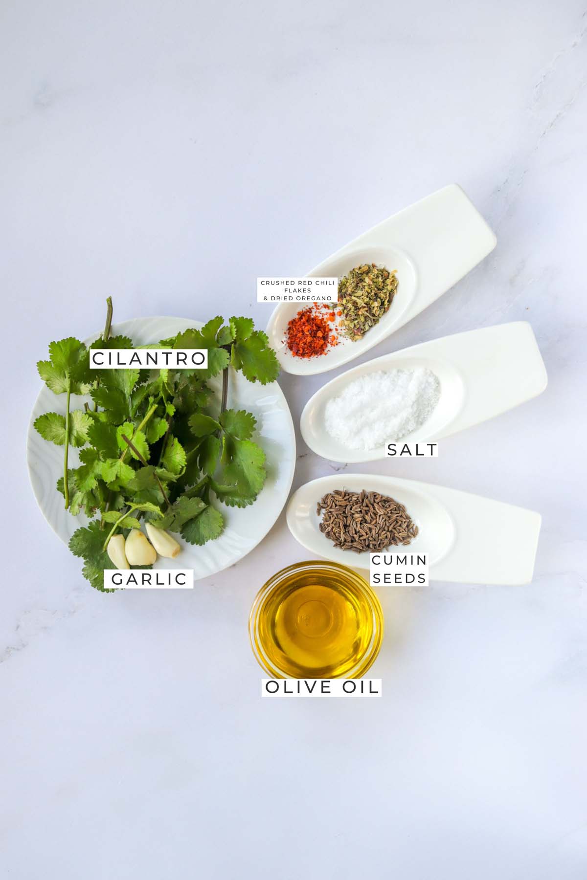 Labeled ingredients for the sauce.