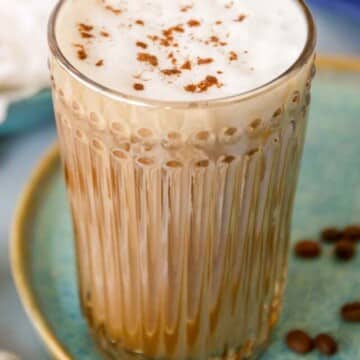 latte with foam on top.