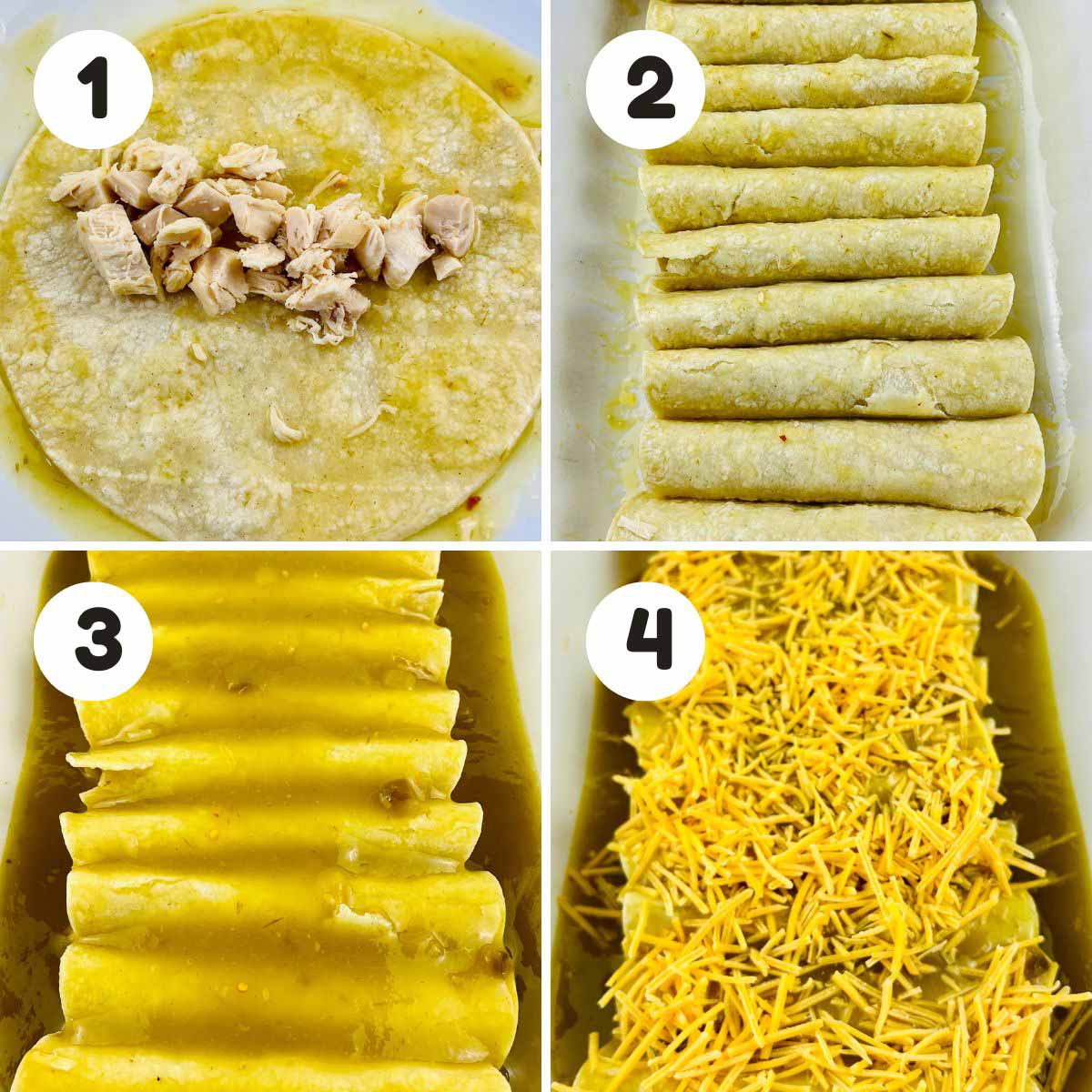 Steps to make the enchiladas.