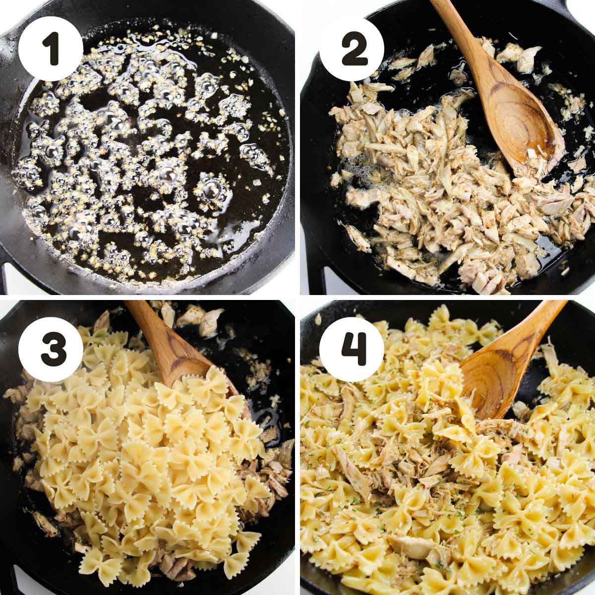 Steps to make the chicken pasta.