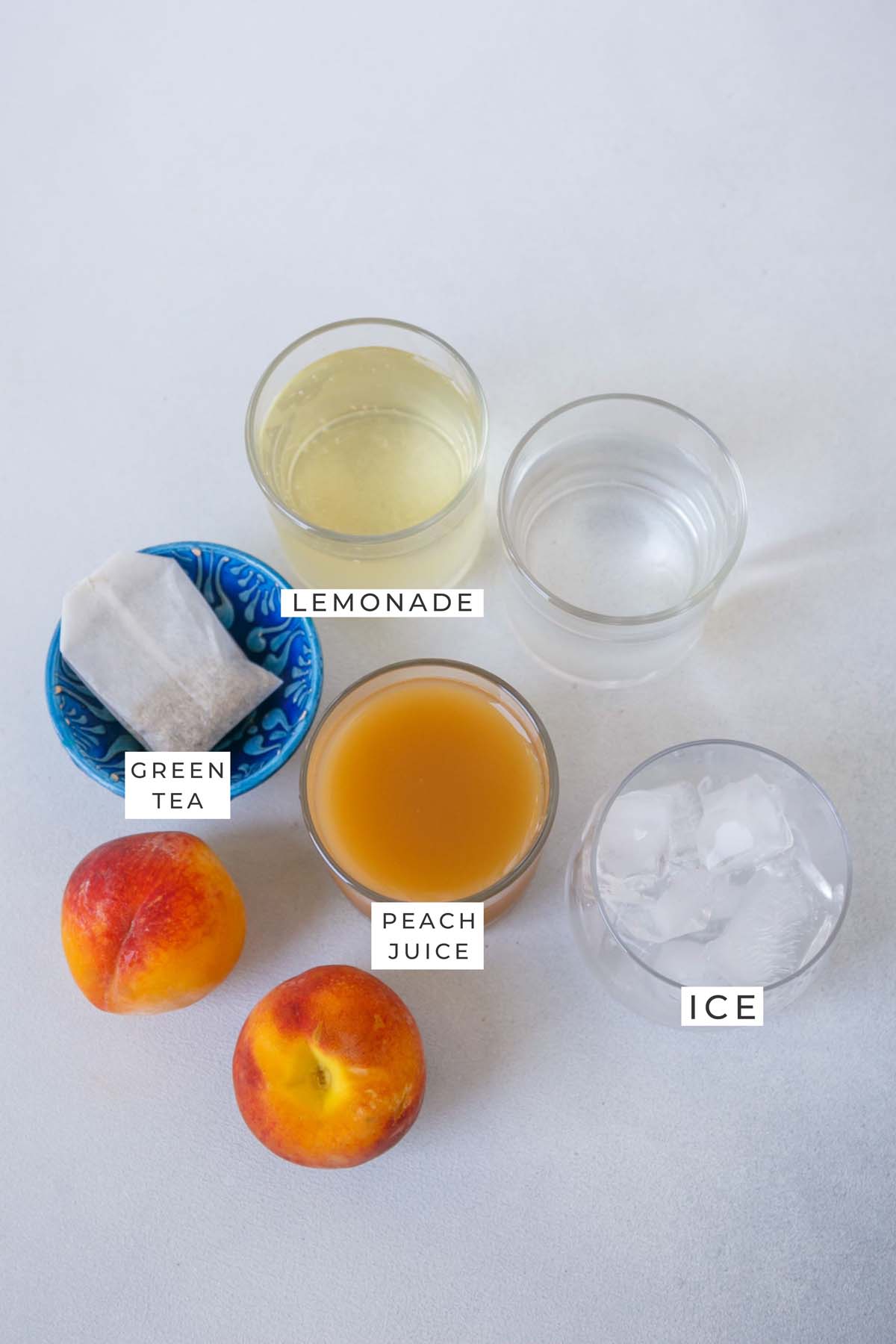 Labeled ingredients for the peach tea.