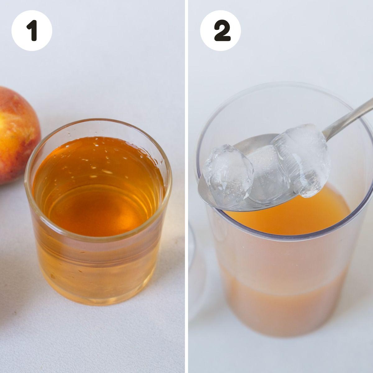 Steps to make the peach tea.