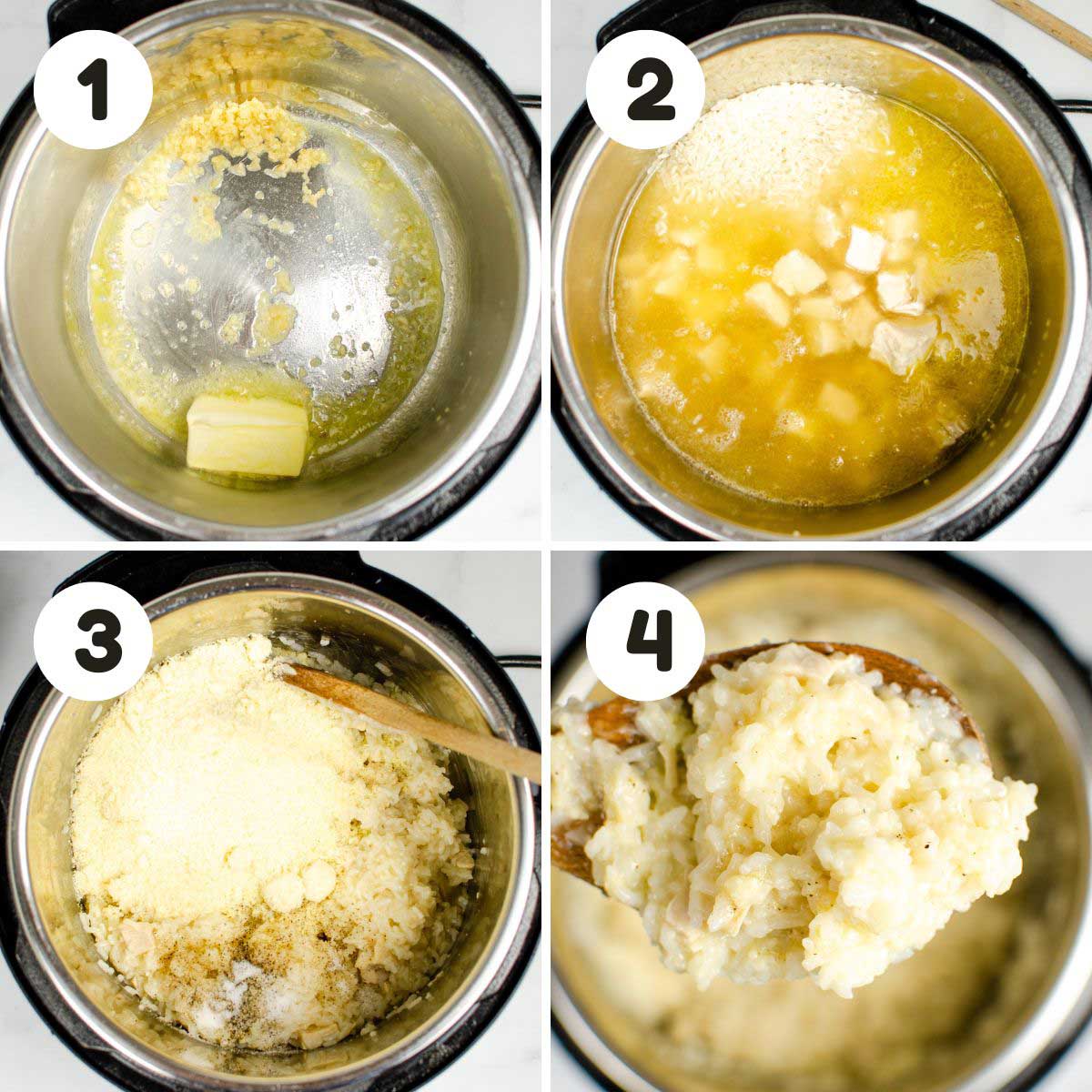 Steps to make the chicken and rice.