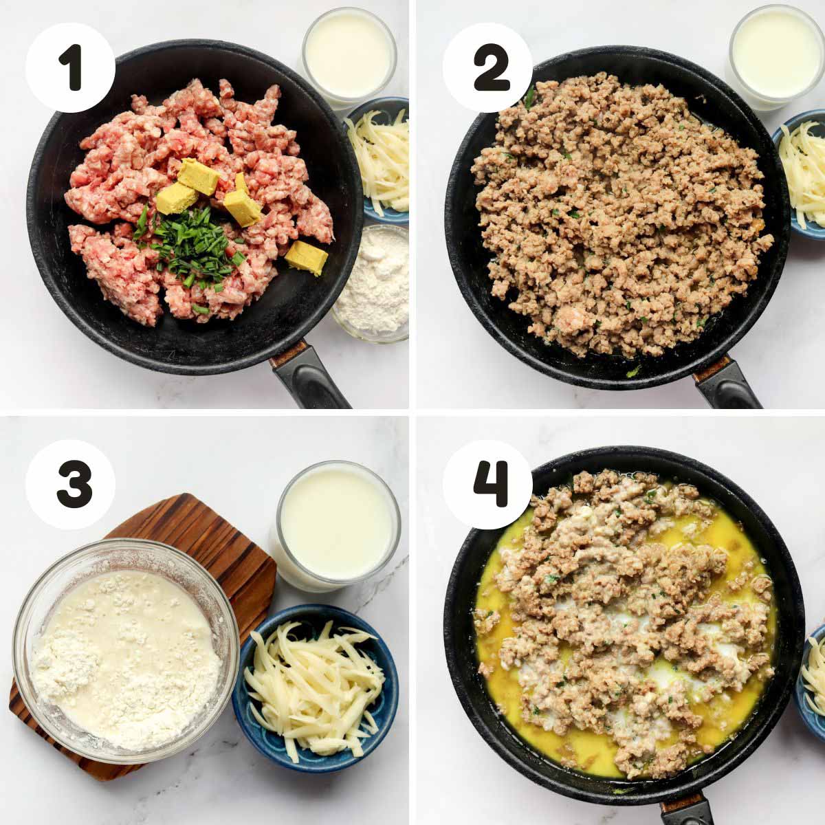 Steps to make the casserole.