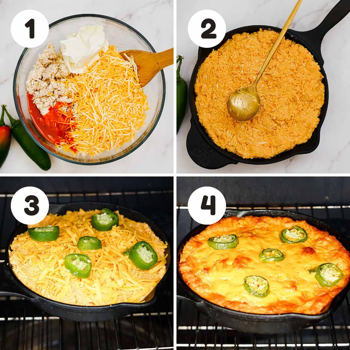 Steps to cook the chicken dip.