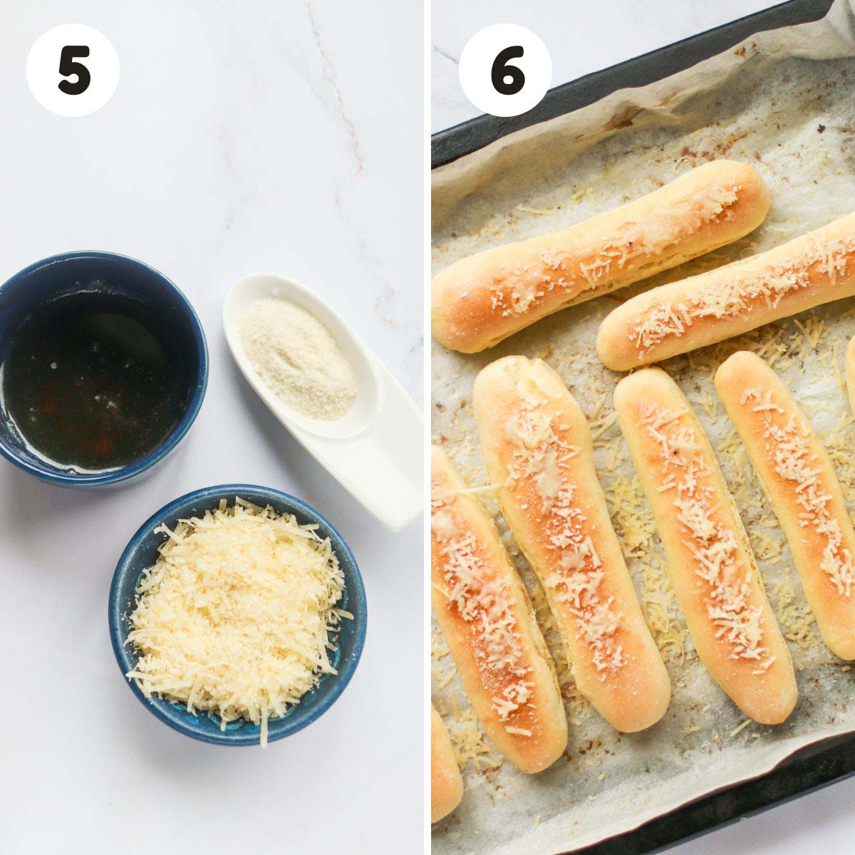 Steps to bake the breadsticks.