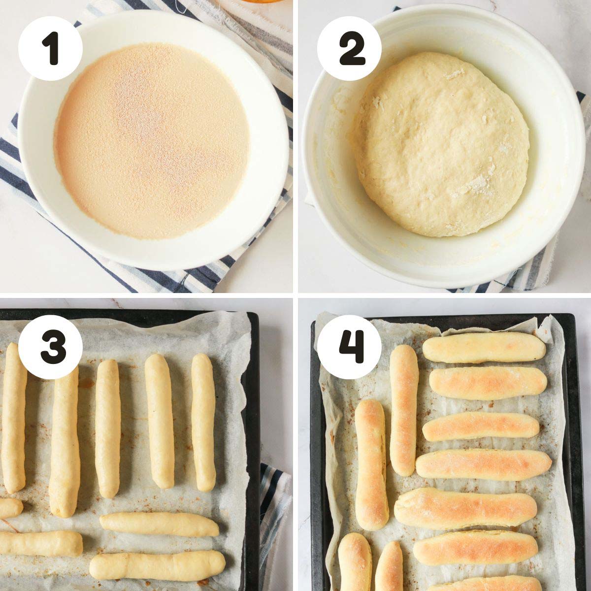 four image process making whole wheat breadsticks.