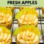 caramel apple cupcakes with fresh apples pin.